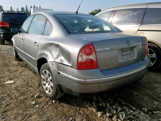 WVWPH23B32P441535 - 2002 VOLKSWAGEN PASSAT GLS GRAY photo 3