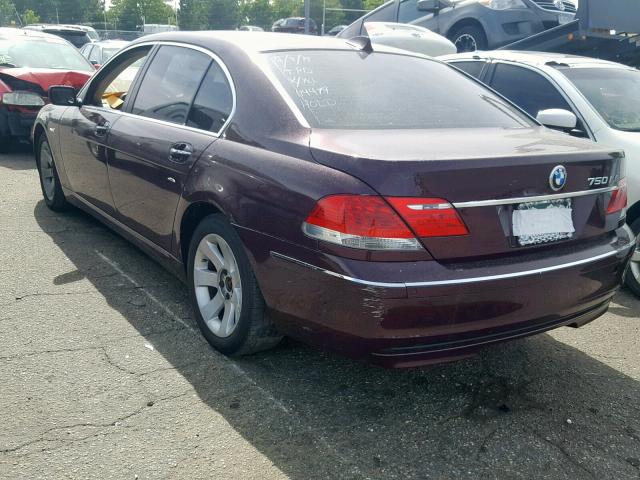 WBAHN83557DT70001 - 2007 BMW 750 MAROON photo 3