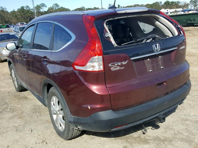 5J6RM4H70DL078345 - 2013 HONDA CR-V EXL MAROON photo 3