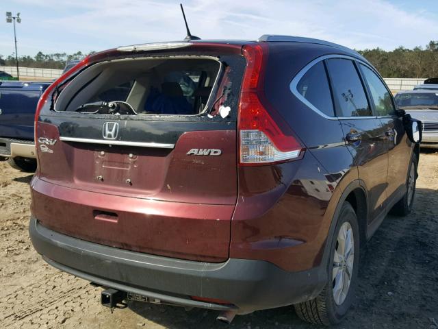 5J6RM4H70DL078345 - 2013 HONDA CR-V EXL MAROON photo 4