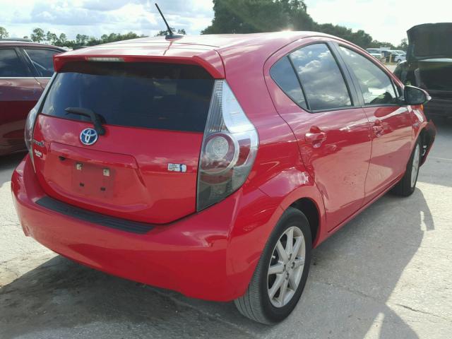 JTDKDTB34D1556415 - 2013 TOYOTA PRIUS C RED photo 4