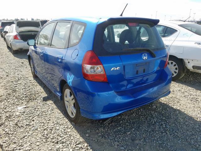 JHMGD38648S039167 - 2008 HONDA FIT SPORT BLUE photo 3