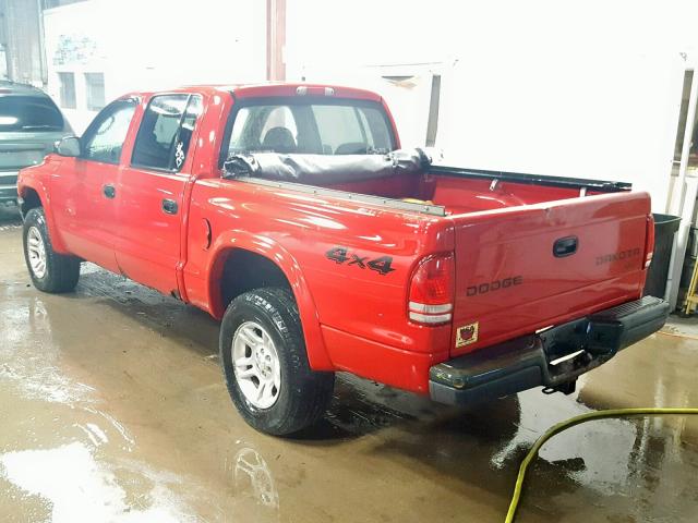 1D7HG38NX4S769976 - 2004 DODGE DAKOTA QUA RED photo 3