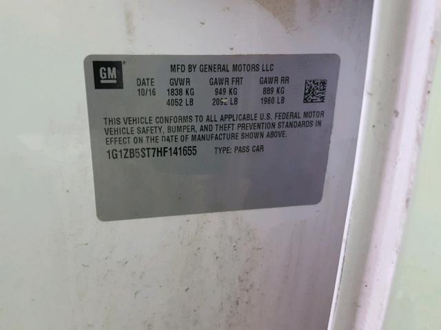 1G1ZB5ST7HF141655 - 2017 CHEVROLET MALIBU LS 白色 照片 10