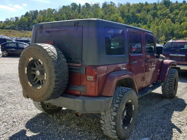 1J4GA591X7L192132 - 2007 JEEP WRANGLER S BURGUNDY photo 4