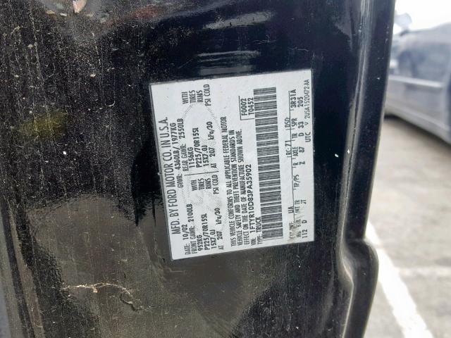 1FTYR10D83PA35902 - 2003 FORD RANGER BLACK photo 10