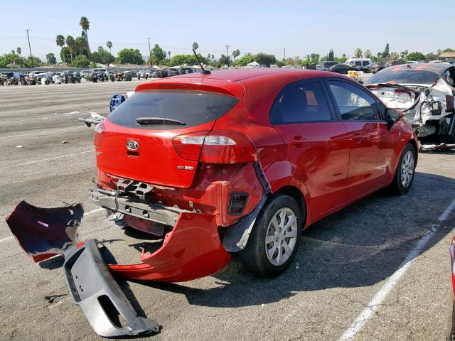 KNADN5A37C6009978 - 2012 KIA RIO EX RED photo 4