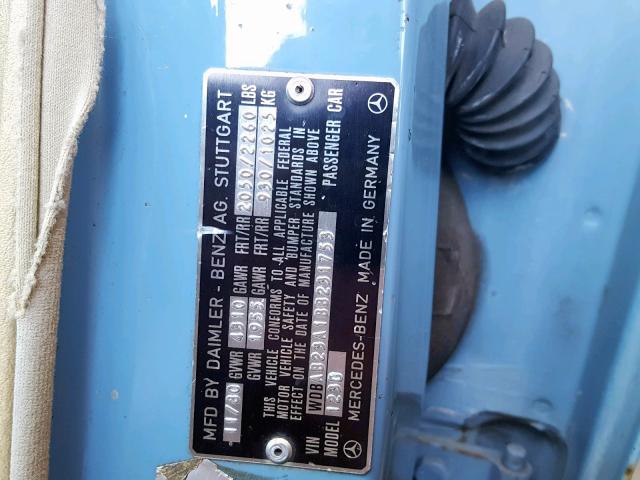 WDBAB23A1BB231753 - 1981 MERCEDES-BENZ 240 D BLUE photo 10