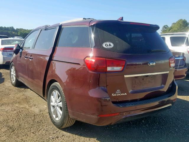 KNDMB5C14G6085767 - 2016 KIA SEDONA LX MAROON photo 3