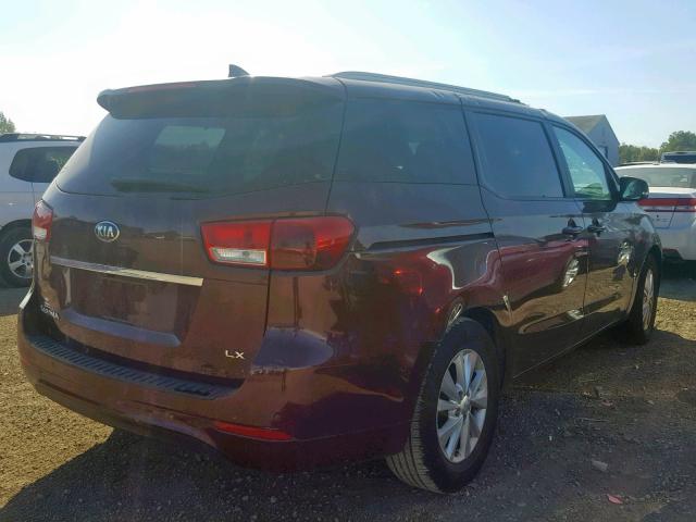 KNDMB5C14G6085767 - 2016 KIA SEDONA LX MAROON photo 4