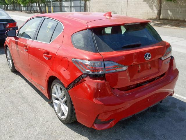 JTHKD5BH6E2179149 - 2014 LEXUS CT 200 RED photo 3