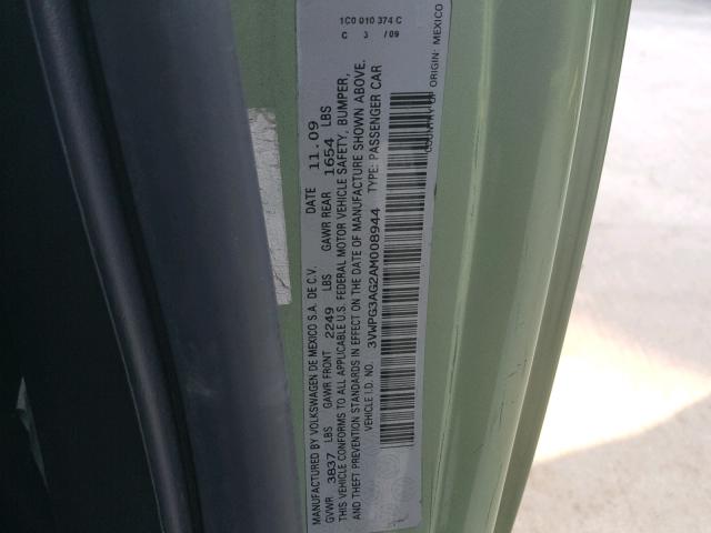 3VWPG3AG2AM008944 - 2010 VOLKSWAGEN NEW BEETLE მწვანე ფოტო 10