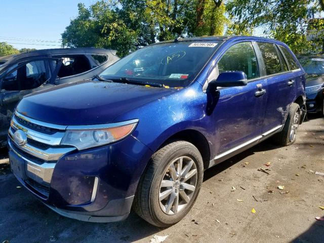 2FMDK4JC9BBB42758 - 2011 FORD EDGE SEL BLUE photo 2