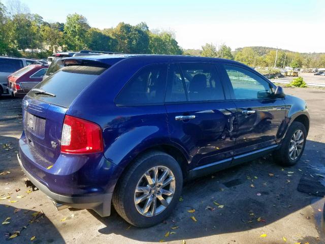 2FMDK4JC9BBB42758 - 2011 FORD EDGE SEL BLUE photo 4