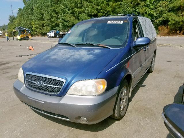 KNDUP131746605448 - 2004 KIA SEDONA EX BLUE photo 2