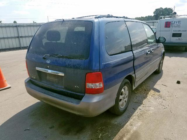 KNDUP131746605448 - 2004 KIA SEDONA EX BLUE photo 4