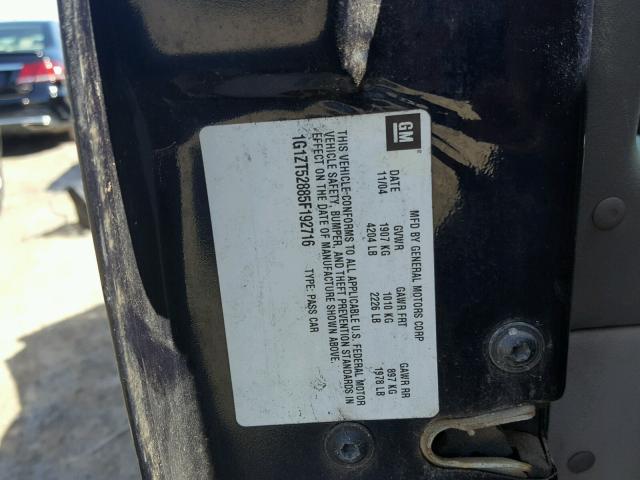 1G1ZT52885F192716 - 2005 CHEVROLET MALIBU LS ლურჯი ფოტო 10