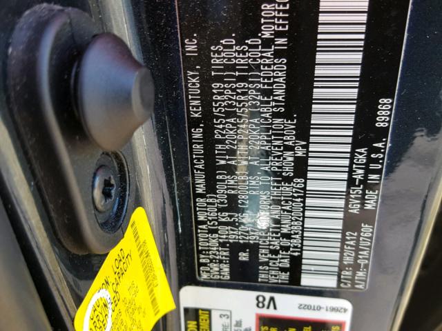 4T3BA3BB2DU041768 - 2013 TOYOTA VENZA LE GRAY photo 10