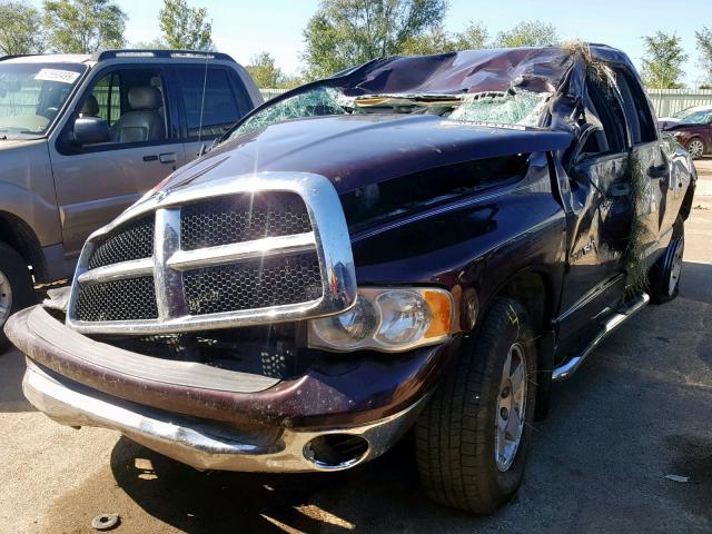 1D7HA18N05J600353 - 2005 DODGE RAM 1500 S BURGUNDY photo 2