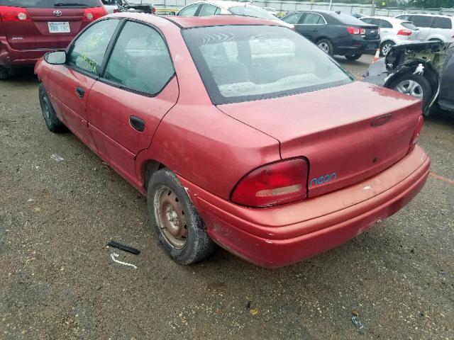 1B3ES47C8TD687833 - 1996 DODGE NEON HIGHL RED photo 3