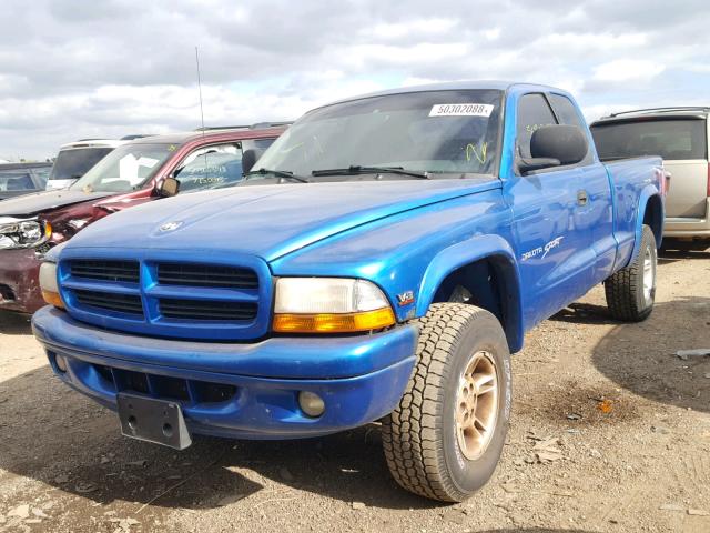 1B7GG22N9YS532734 - 2000 DODGE DAKOTA BLUE photo 2