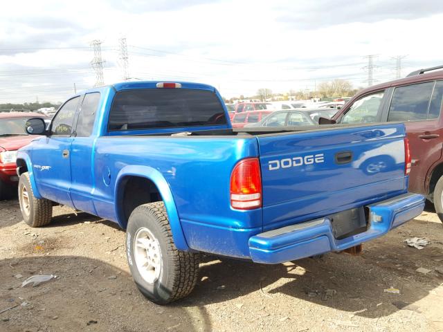 1B7GG22N9YS532734 - 2000 DODGE DAKOTA BLUE photo 3