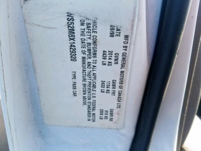 2G4WS52M8X1429320 - 1999 BUICK CENTURY CU WHITE photo 10