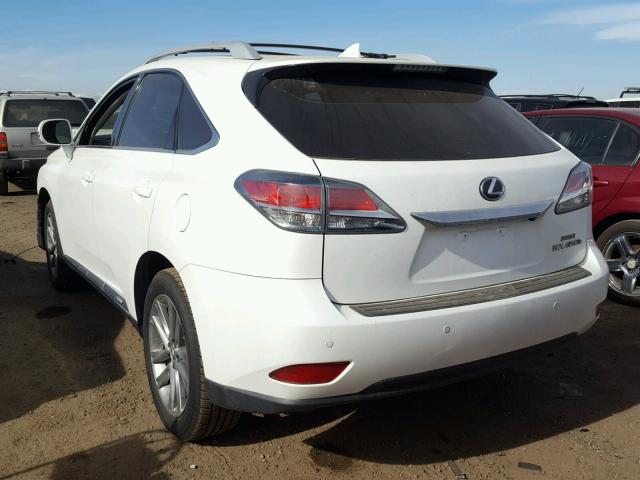 2T2BC1BA7FC006478 - 2015 LEXUS RX 450H WHITE photo 3