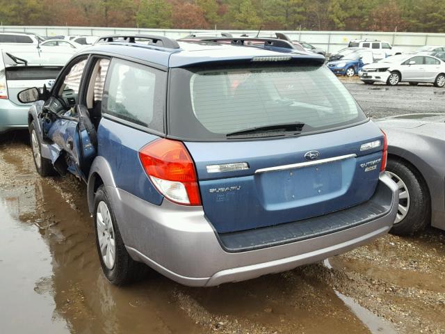 4S4BP60C487357004 - 2008 SUBARU OUTBACK BLUE photo 3