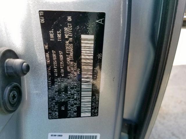 5TDYZ3DC3LS033591 - 2020 TOYOTA SIENNA LIM SILVER photo 10