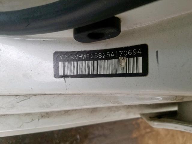 KMHWF25S25A170694 - 2005 HYUNDAI SONATA GL WHITE photo 10