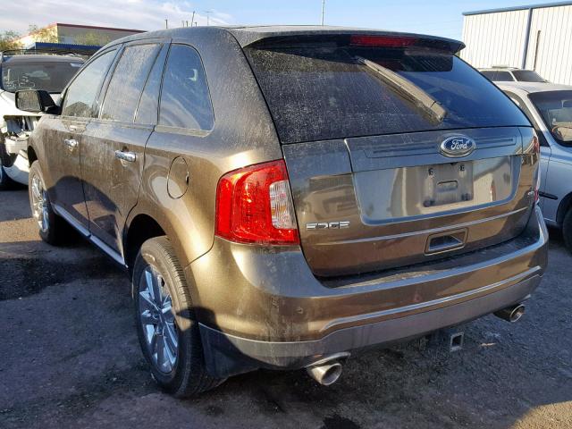 2FMDK3JC0BBA23670 - 2011 FORD EDGE SEL BROWN photo 3