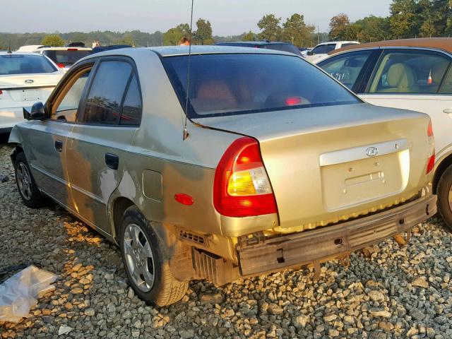 KMHCG45CX2U277054 - 2002 HYUNDAI ACCENT GL BEIGE photo 3