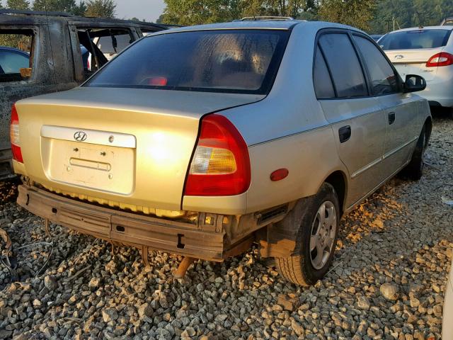 KMHCG45CX2U277054 - 2002 HYUNDAI ACCENT GL BEIGE photo 4