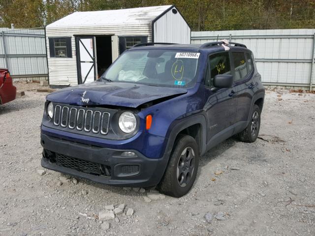 ZACCJBAT4GPE23621 - 2016 JEEP RENEGADE S BLUE photo 2