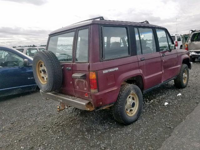 JACCH58E8L8902645 - 1990 ISUZU TROOPER BURGUNDY photo 4