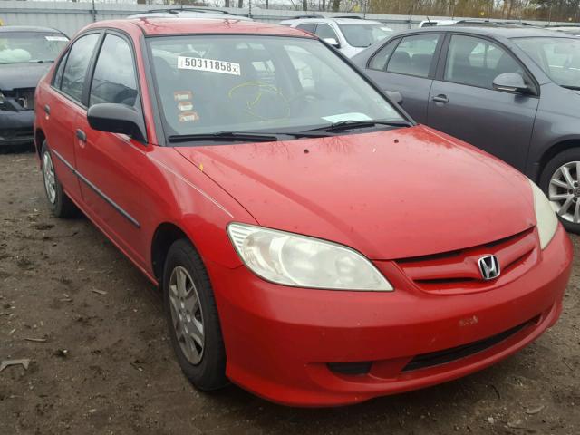 1HGES16395L001338 - 2005 HONDA CIVIC DX V RED photo 1