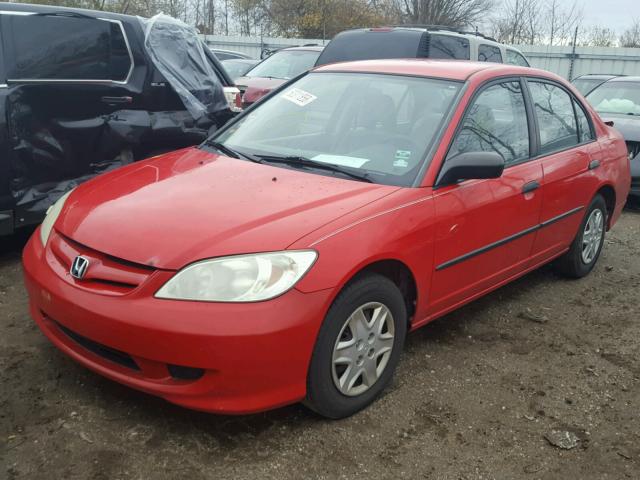 1HGES16395L001338 - 2005 HONDA CIVIC DX V RED photo 2