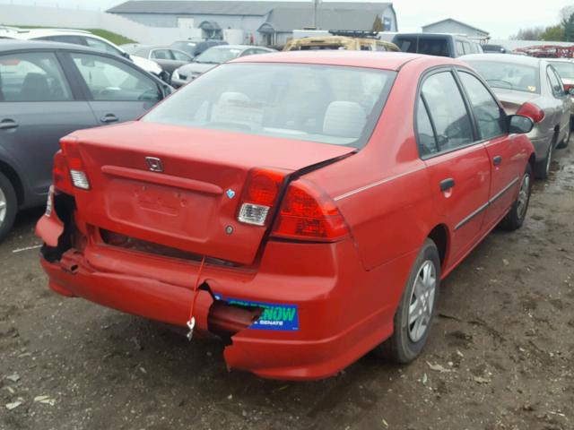 1HGES16395L001338 - 2005 HONDA CIVIC DX V RED photo 4