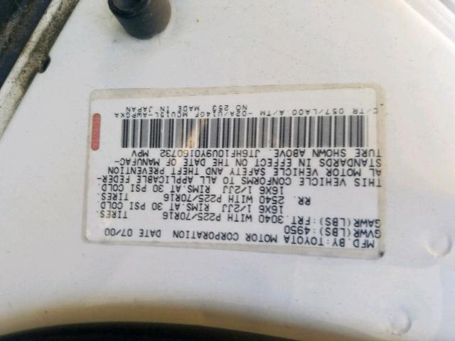 JT6HF10U9Y0160732 - 2000 LEXUS RX 300 WHITE photo 10