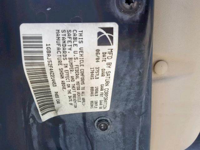 1G8AJ52F44Z214453 - 2004 SATURN ION LEVEL GOLD photo 10
