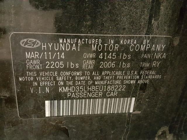 KMHD35LH8EU188222 - 2014 HYUNDAI ELANTRA GT BLACK photo 10