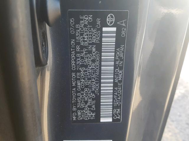 JTKDE177460080657 - 2006 TOYOTA SCION TC 石墨色 照片 10