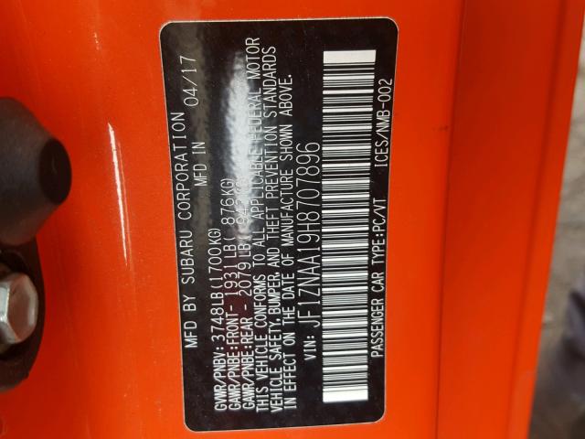 JF1ZNAA19H8707896 - 2017 TOYOTA 86 BASE ORANGE photo 10