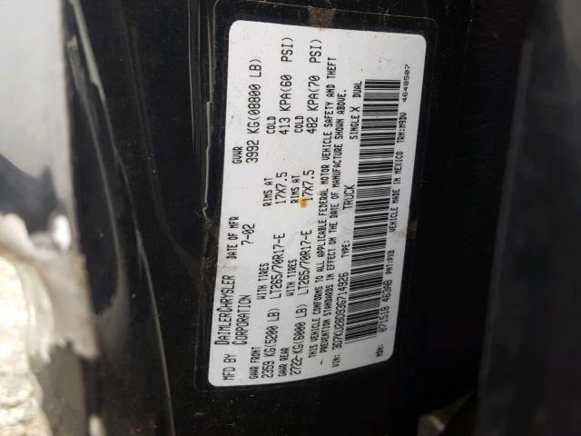 3D7KU28D93G714926 - 2003 DODGE RAM 2500 S შავი ფოტო 10