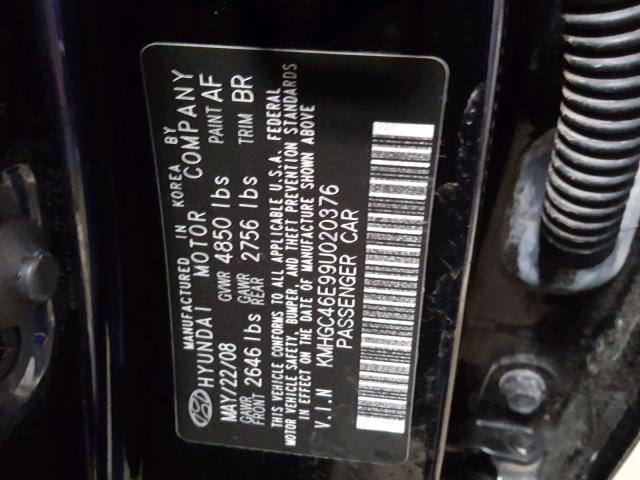 KMHGC46E99U020376 - 2009 HYUNDAI GENESIS 3. BLACK photo 10