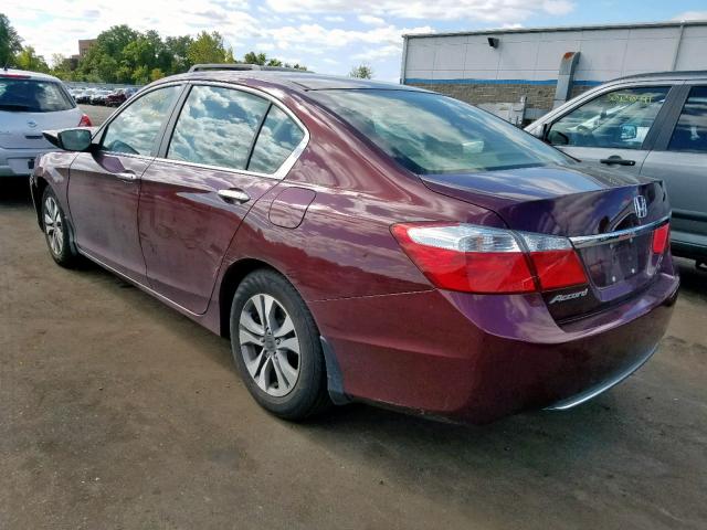 1HGCR2F38EA091652 - 2014 HONDA ACCORD LX RED photo 3