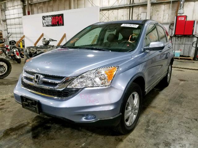 JHLRE4H73AC011062 - 2010 HONDA CR-V EXL BLUE photo 2