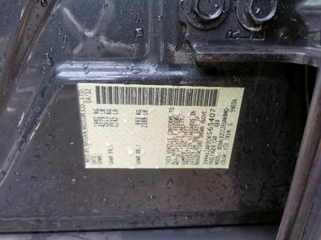 1N4AL2AP3CN565407 - 2012 NISSAN ALTIMA BAS CHARCOAL photo 10