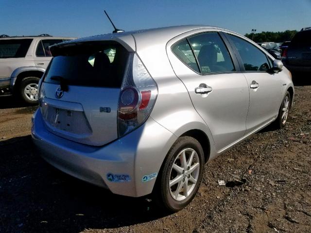 JTDKDTB39D1537746 - 2013 TOYOTA PRIUS C SILVER photo 4